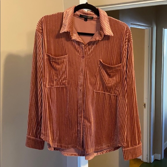 Corduroy Mauve Long Sleeve Blouse - Picture 2 of 4